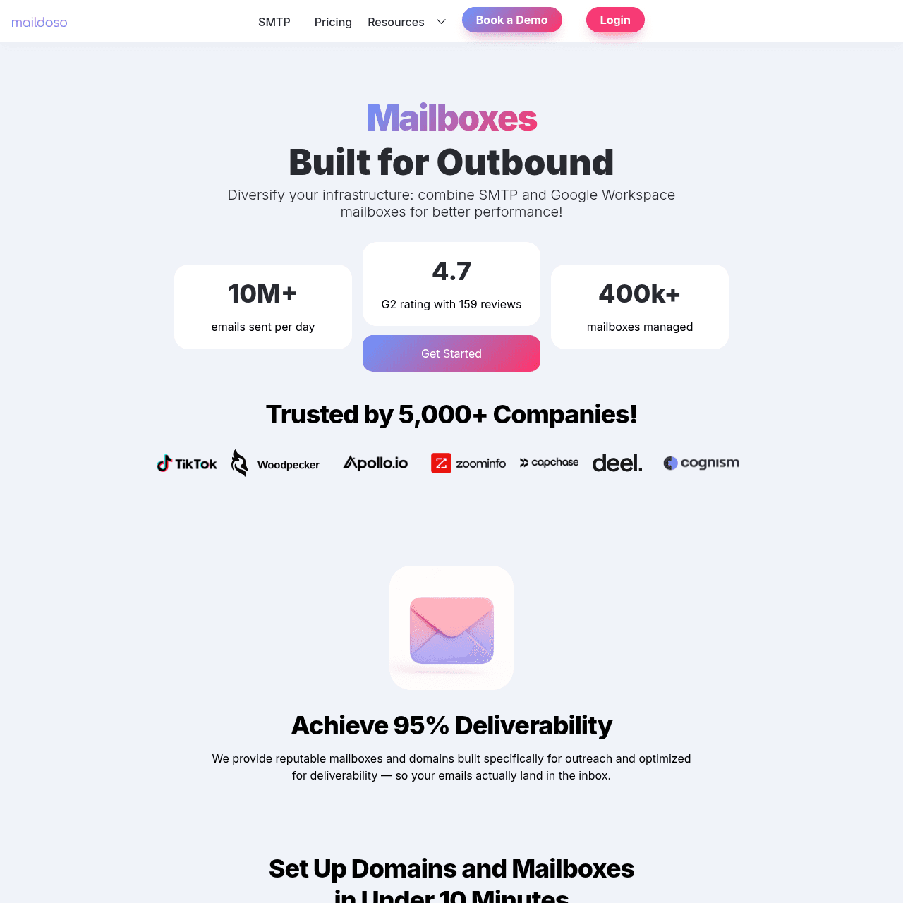 Maildoso pricing page